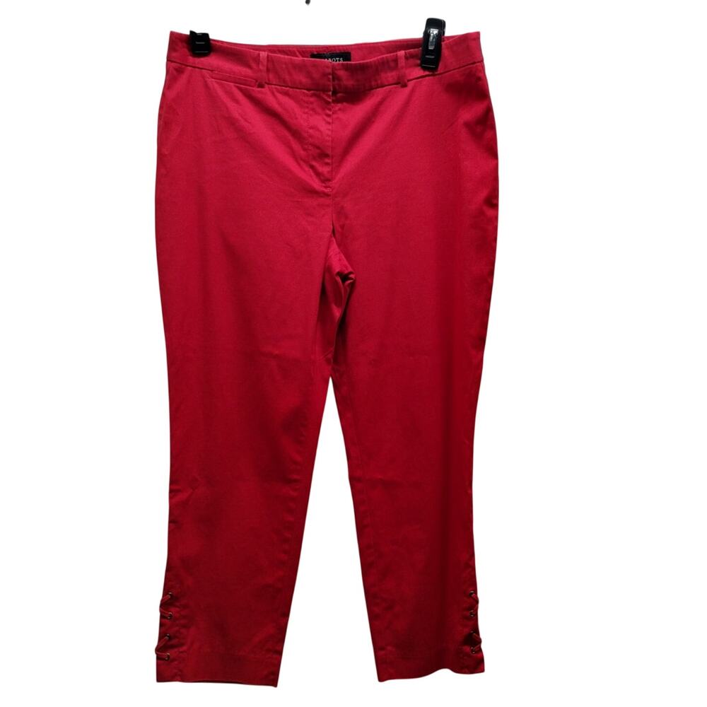 Talbots Women's Size 10 Red Straight Leg Hampshire Mid Rise Cropped Pants